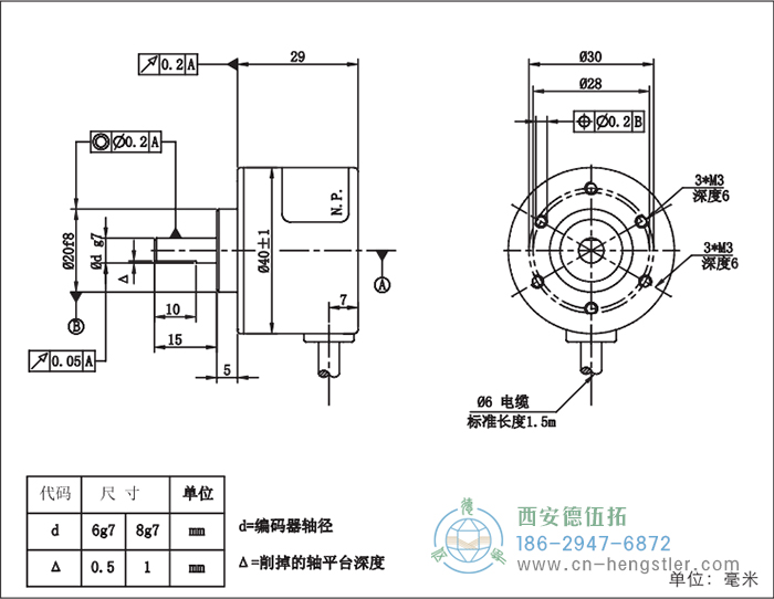 RI41輕載光電增量型編碼器外形及安裝尺寸16-4 德國(guó)hengstler(亨士樂)編碼器