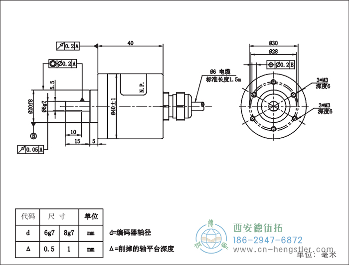 RI41輕載光電增量型編碼器外形及安裝尺寸16-7 德國(guó)hengstler(亨士樂)編碼器