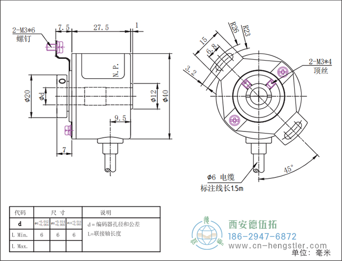 RI41輕載光電增量型編碼器外形及安裝尺寸16-12 德國(guó)hengstler(亨士樂)編碼器