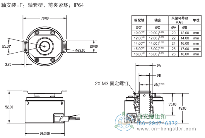 RI64空心軸標(biāo)準(zhǔn)光電增量編碼器外形及安裝尺寸6-1 德國(guó)hengstler(亨士樂(lè))編碼器